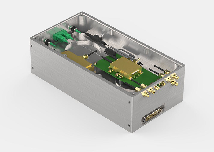 典型的光子激光引擎图像,通常包括宽带耦合器、光延迟线、干涉结构和偏振分选接收器,以实现高分辨率 OCT 扫描。
